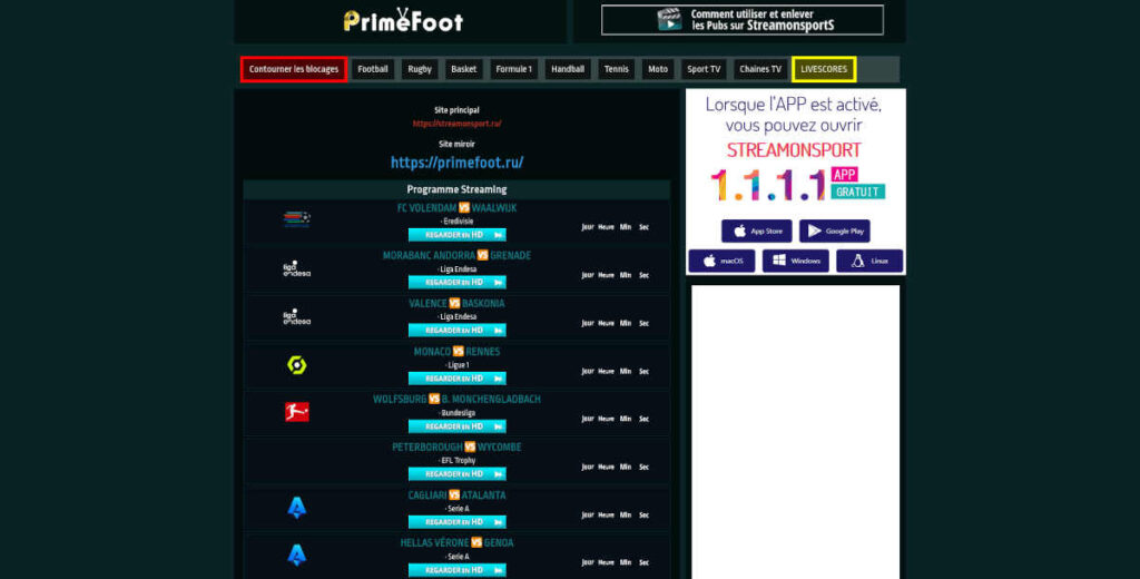 Streamonsport sites streaming football