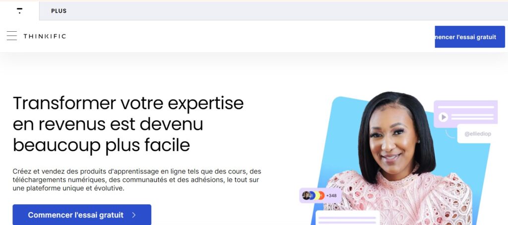 Thinkific cours en ligne monétisation
