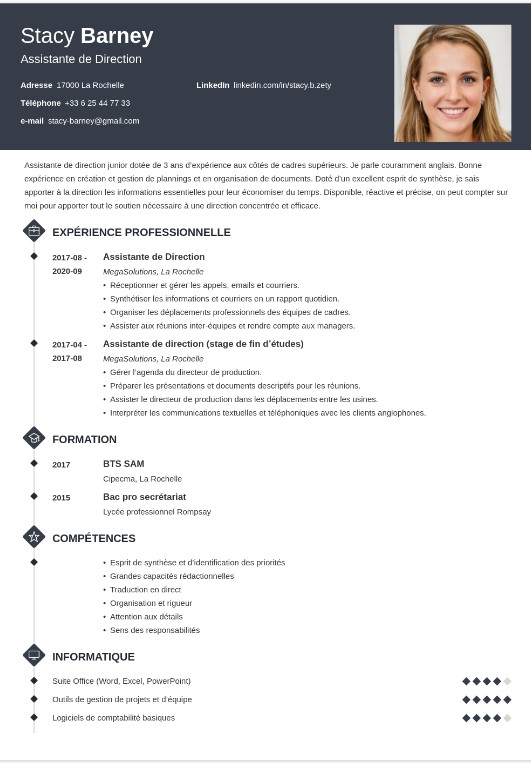 cv avec photo en entête