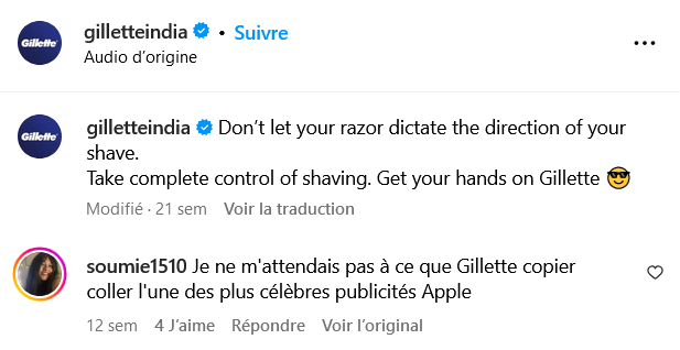 Gilette recopie Apple
