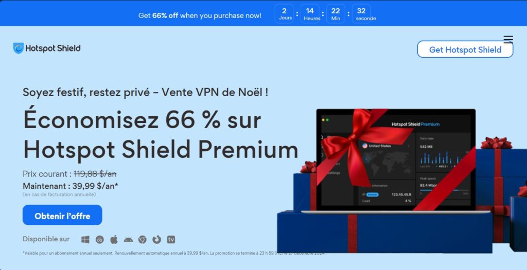 hotspot shield connexion wifi