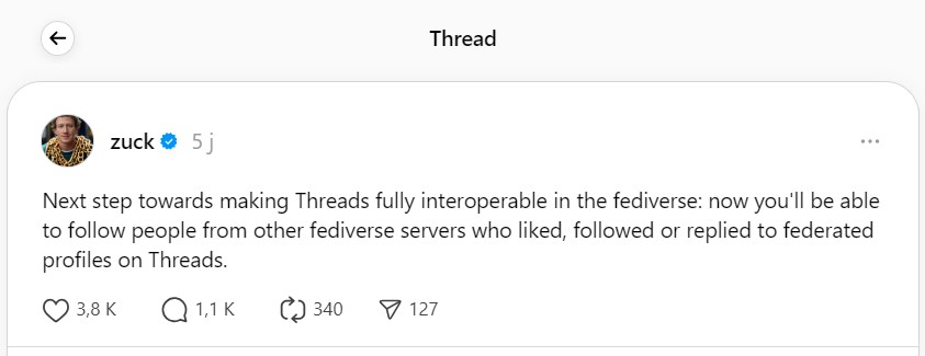 Threads dans le Fediverse