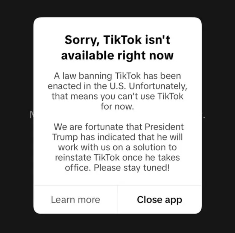 TikTok s’est éteint aux USA