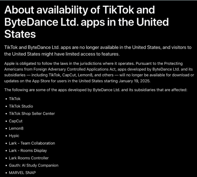 applications indisponibles sur l'App Store