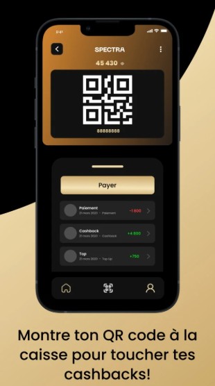 montrer code QR à la caisse pour cashback