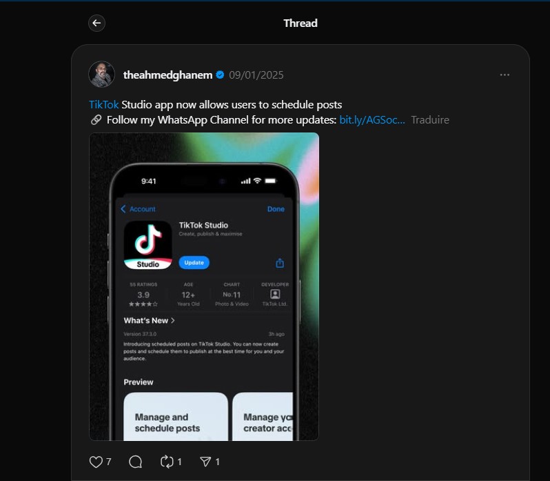 publication TikTok Threads