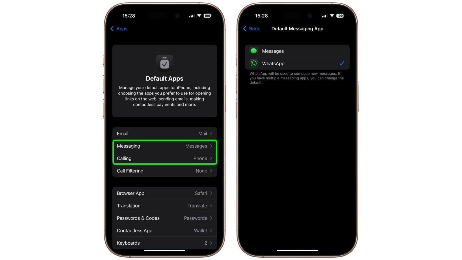 WhatsApp par défaut sur iPhone