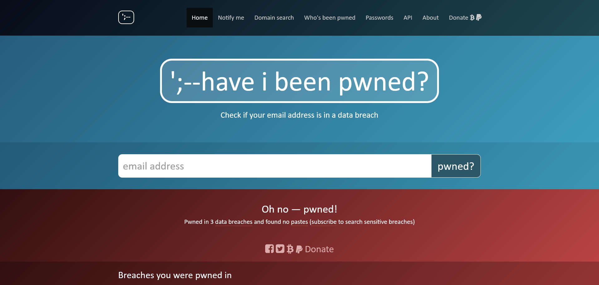 Have I Been Pwned vérifiez vos adresses email