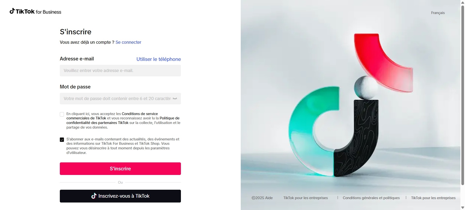 Créer un compte TikTok Ads