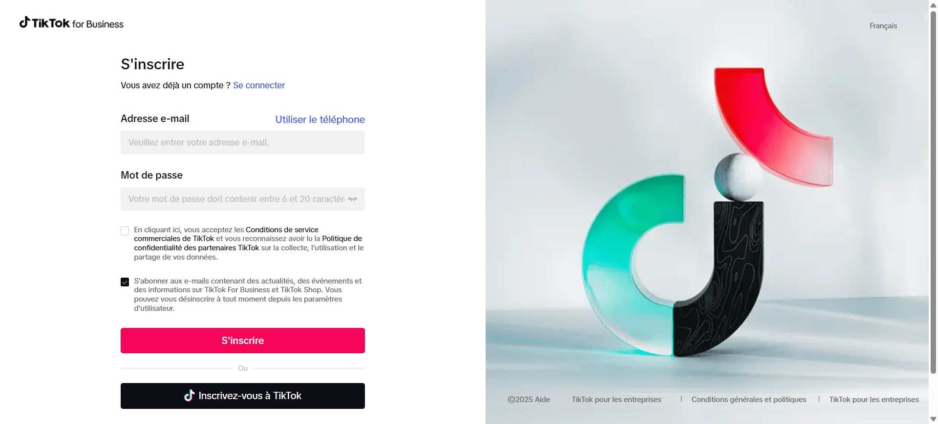 Créer un compte TikTok Ads