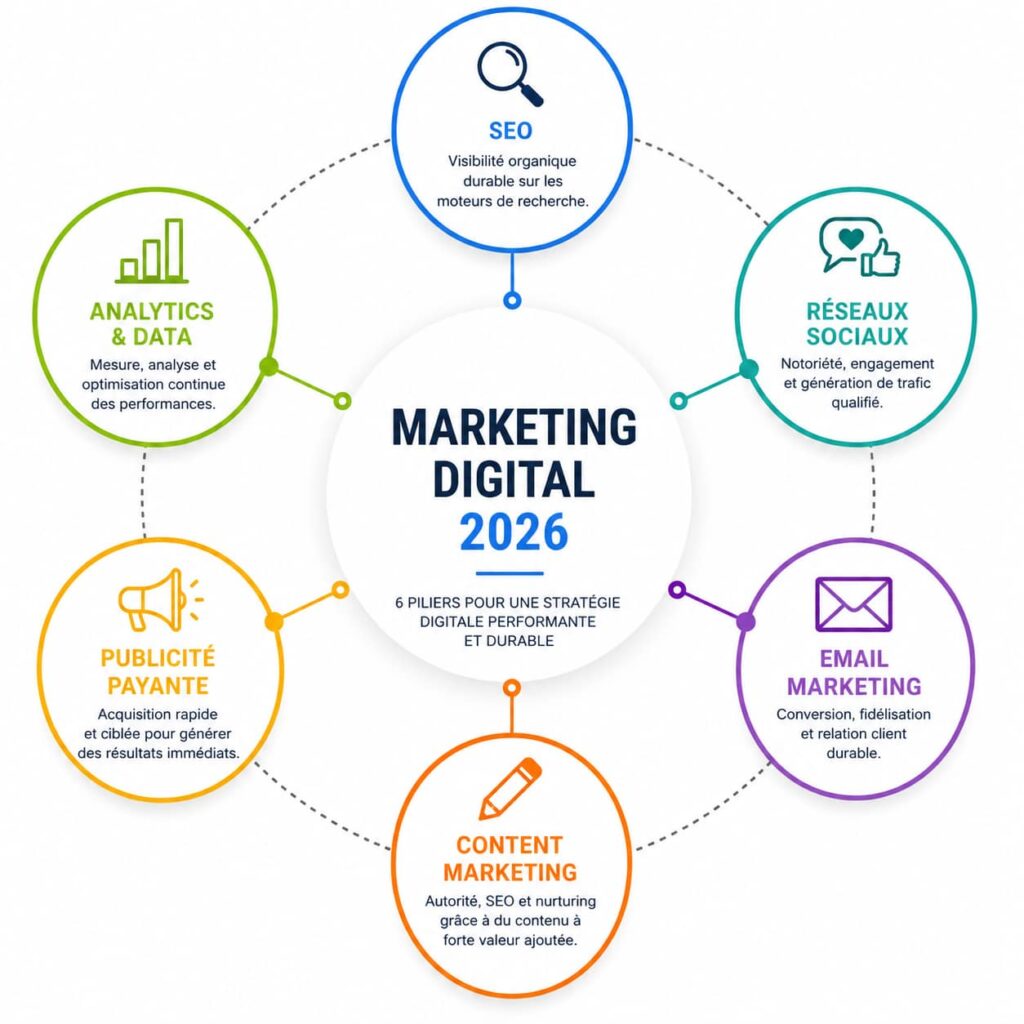 Le marketing digital et ses six piliers incontournables en 2026