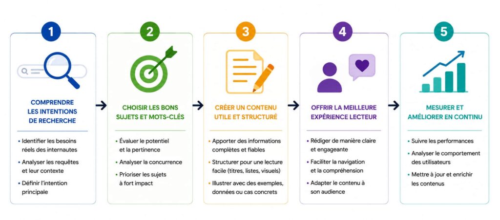 Processus de création de contenu SEO basé sur l'intention de recherche et l'expérience utilisateur